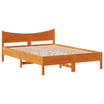 vidaXL Bed Frame with Headboard Wax Brown 120x200 cm Solid Wood Pine