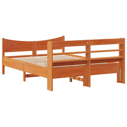 vidaXL Bed Frame with Headboard Wax Brown 120x200 cm Solid Wood Pine