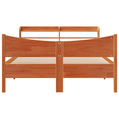 vidaXL Bed Frame with Headboard Wax Brown 140x190 cm Solid Wood Pine