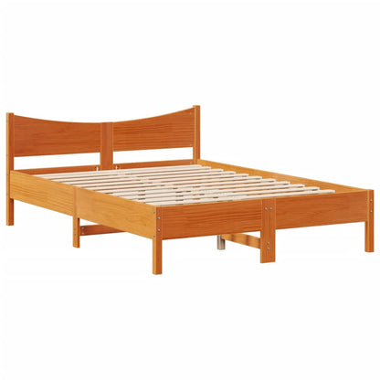 vidaXL Bed Frame with Headboard Wax Brown 140x190 cm Solid Wood Pine