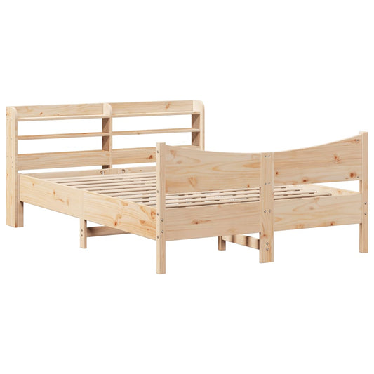 vidaXL Bed Frame with Headboard 135x190 cm Double Solid Wood Pine