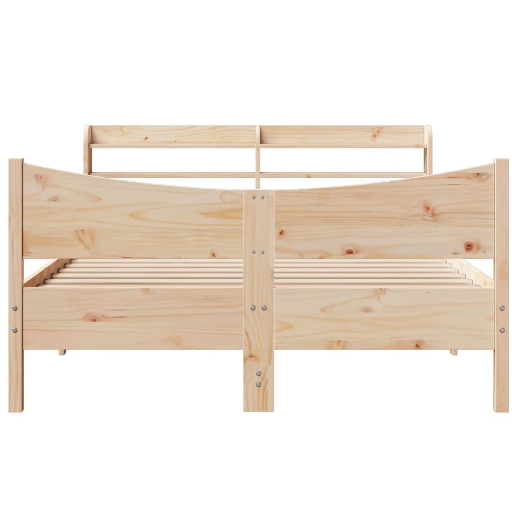 vidaXL Bed Frame with Headboard 135x190 cm Double Solid Wood Pine