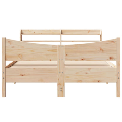 vidaXL Bed Frame with Headboard 135x190 cm Double Solid Wood Pine
