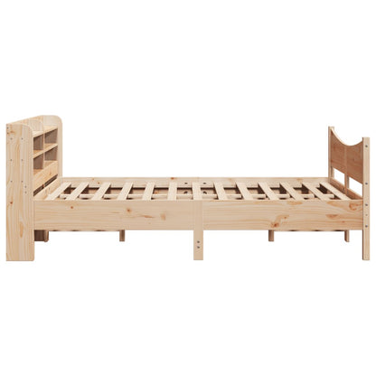 vidaXL Bed Frame with Headboard 135x190 cm Double Solid Wood Pine