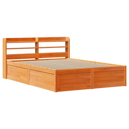 vidaXL Bed Frame with Headboard Wax Brown 120x200 cm Solid Wood Pine
