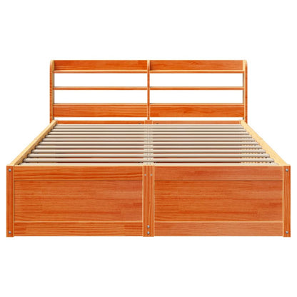 vidaXL Bed Frame with Headboard Wax Brown 120x200 cm Solid Wood Pine