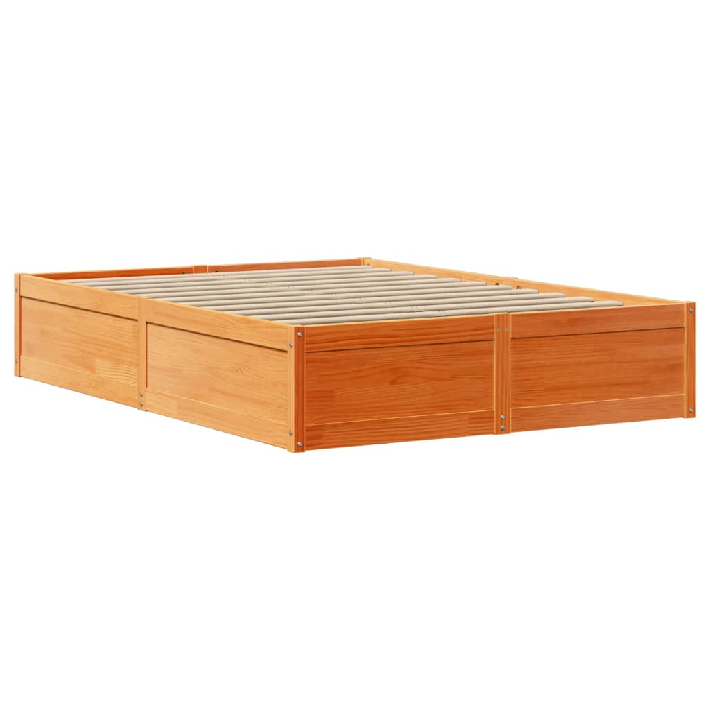 vidaXL Bed Frame with Headboard Wax Brown 120x200 cm Solid Wood Pine