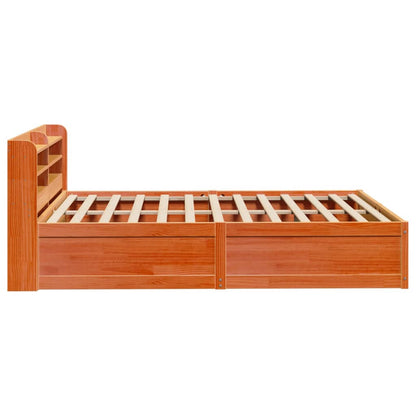 vidaXL Bed Frame with Headboard Wax Brown 120x200 cm Solid Wood Pine