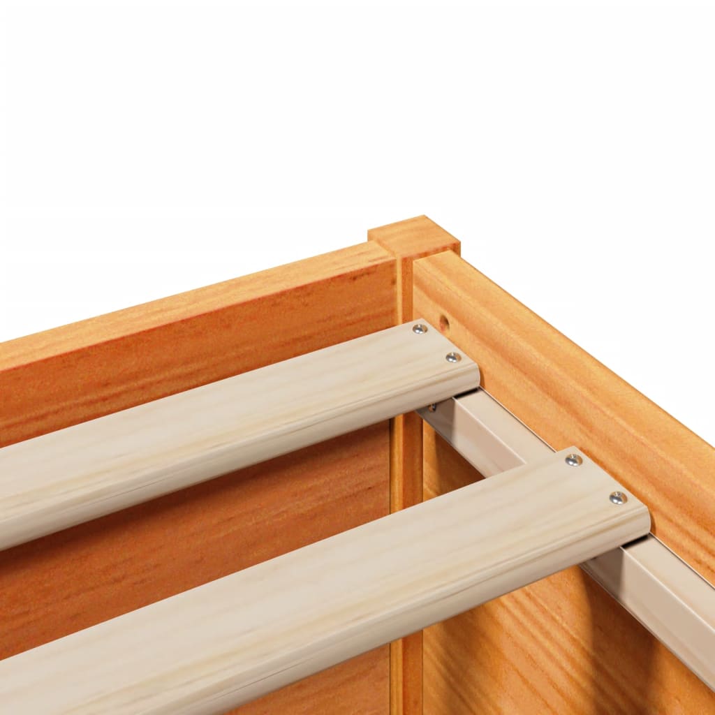 vidaXL Bed Frame with Headboard Wax Brown 120x200 cm Solid Wood Pine