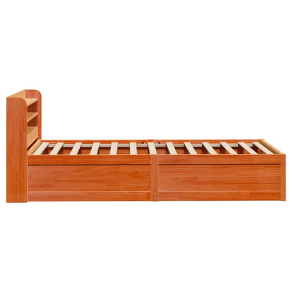 vidaXL Bed Frame with Headboard Wax Brown 100x200 cm Solid Wood Pine