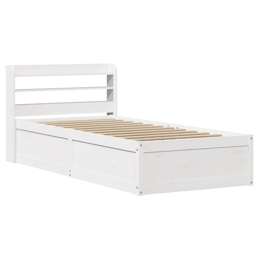 vidaXL Bed Frame with Headboard White 90x200 cm Solid Wood Pine