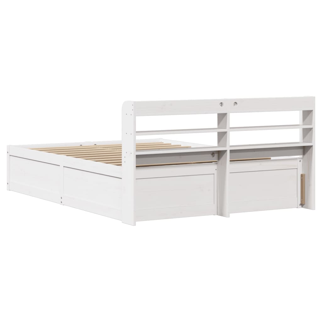 vidaXL Bed Frame with Headboard White 140x190 cm Solid Wood Pine