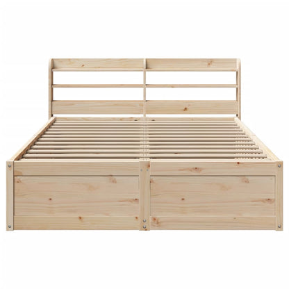 vidaXL Bed Frame with Headboard 135x190 cm Double Solid Wood Pine