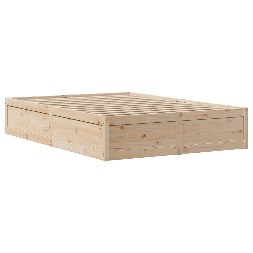 vidaXL Bed Frame with Headboard 135x190 cm Double Solid Wood Pine