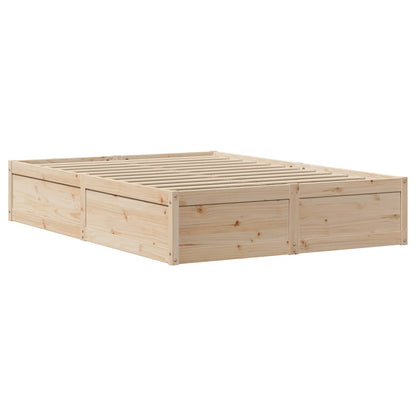 vidaXL Bed Frame with Headboard 135x190 cm Double Solid Wood Pine