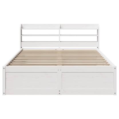 vidaXL Bed Frame with Headboard White 135x190 cm Double Solid Wood Pine