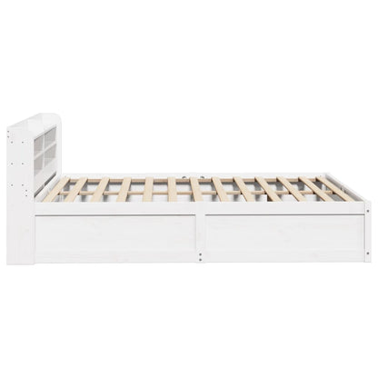 vidaXL Bed Frame with Headboard White 135x190 cm Double Solid Wood Pine