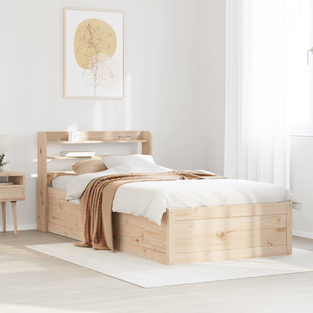 vidaXL Bed Frame with Headboard 90x190 cm Single Solid Wood Pine