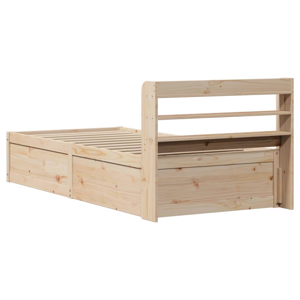 vidaXL Bed Frame with Headboard 90x190 cm Single Solid Wood Pine