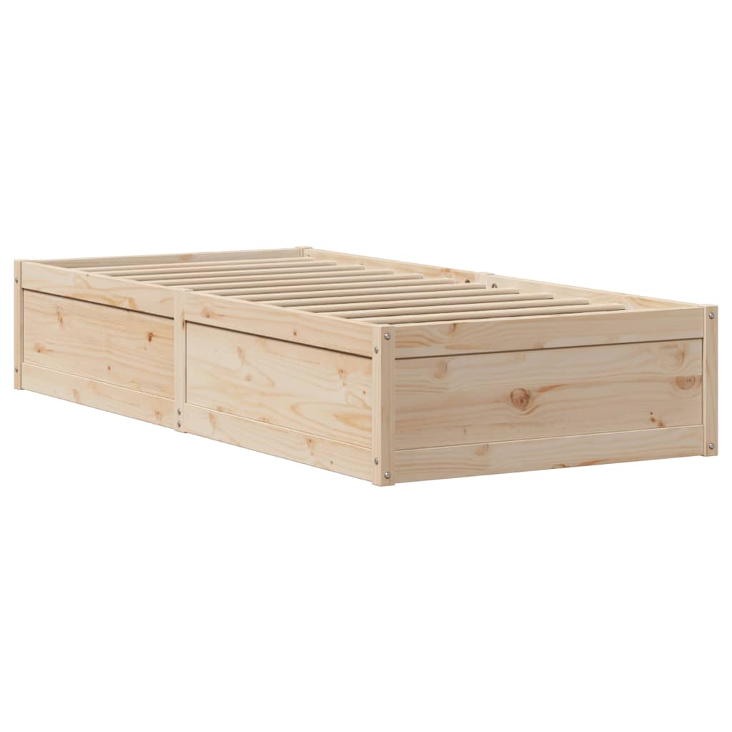 vidaXL Bed Frame with Headboard 75x190 cm Small Single Solid Wood Pine