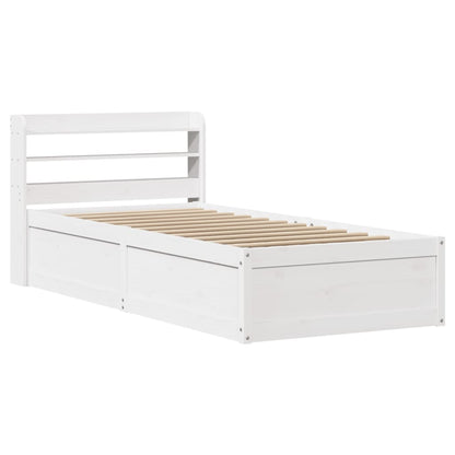 vidaXL Bed Frame with Headboard White 75x190 cm Small Single Solid Wood Pine