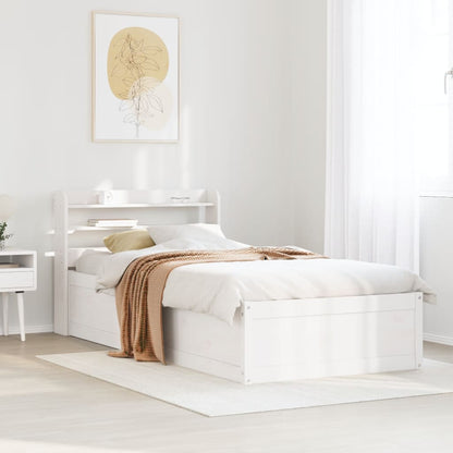 vidaXL Bed Frame with Headboard White 75x190 cm Small Single Solid Wood Pine