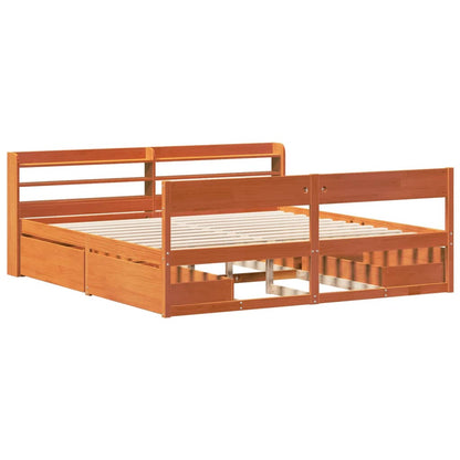 vidaXL Bed Frame without Mattress Wax Brown 200x200 cm Solid Wood Pine