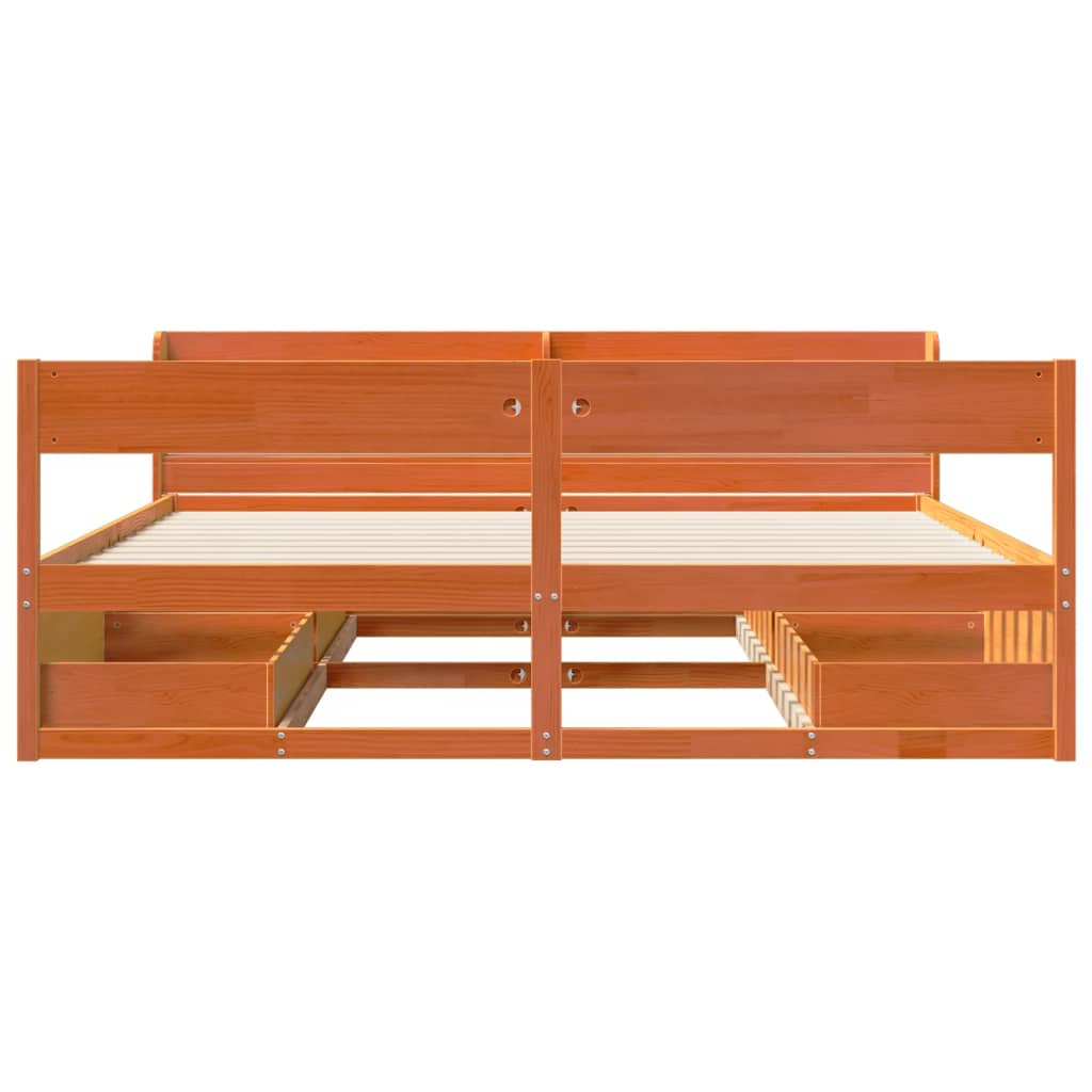 vidaXL Bed Frame without Mattress Wax Brown 200x200 cm Solid Wood Pine