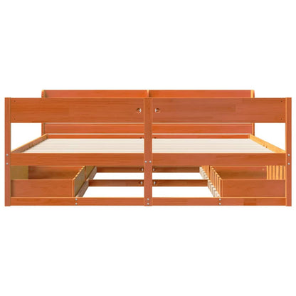 vidaXL Bed Frame without Mattress Wax Brown 200x200 cm Solid Wood Pine