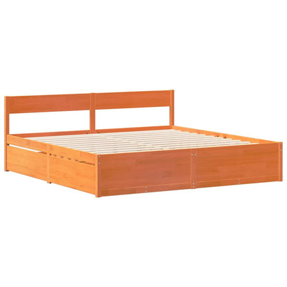 vidaXL Bed Frame without Mattress Wax Brown 200x200 cm Solid Wood Pine