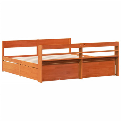 vidaXL Bed Frame without Mattress Wax Brown 200x200 cm Solid Wood Pine
