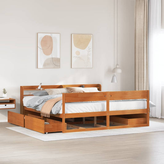 vidaXL Bed Frame without Mattress Wax Brown 200x200 cm Solid Wood Pine