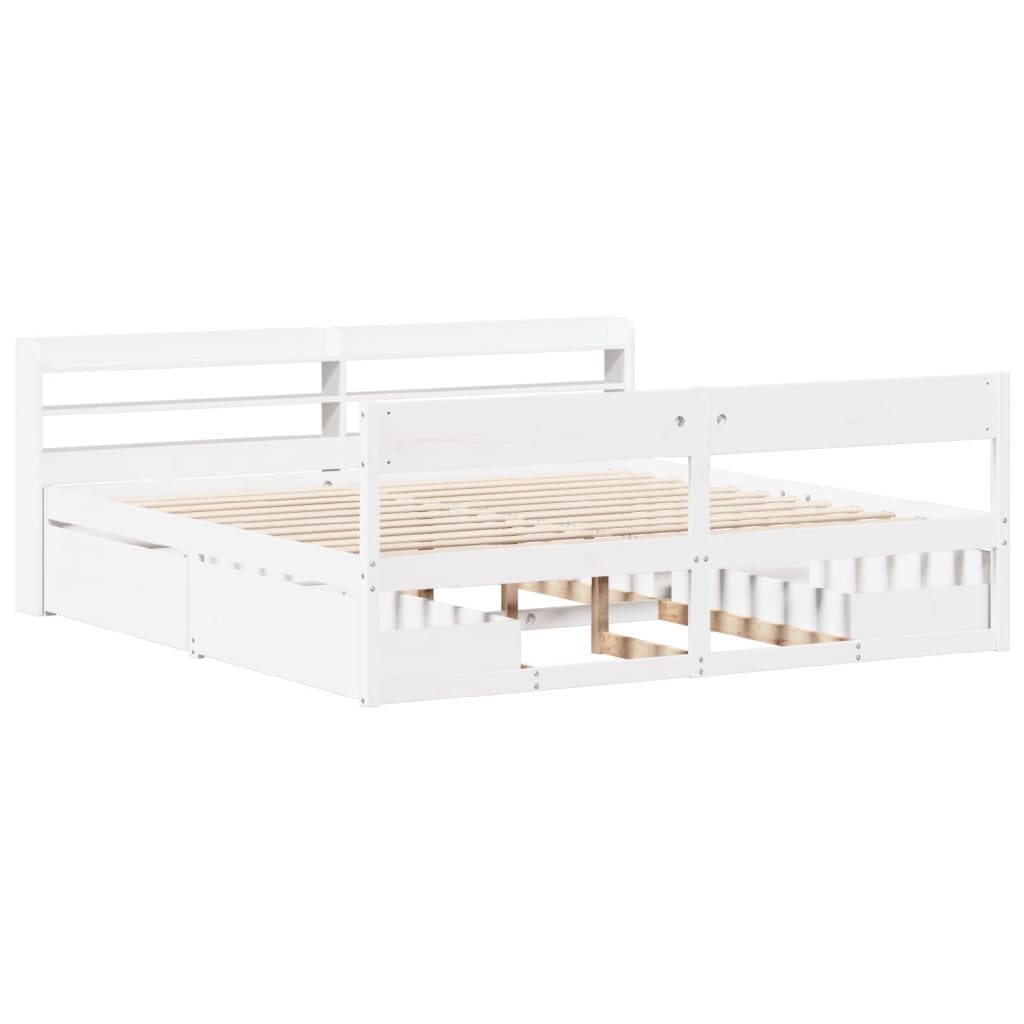 vidaXL Bed Frame without Mattress White 180x200 cm Super King Solid Wood Pine