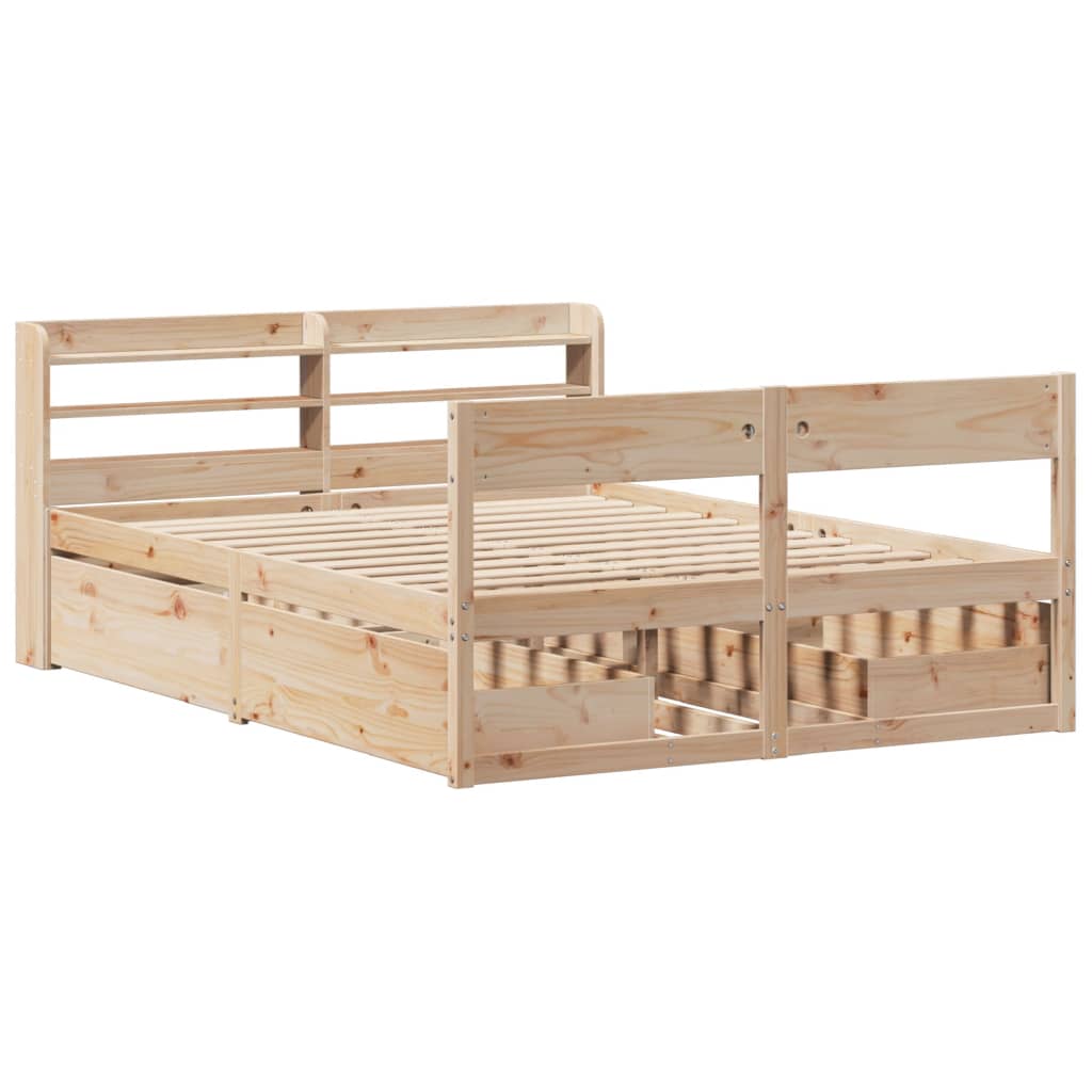 vidaXL Bed Frame without Mattress 150x200 cm King Size Solid Wood Pine