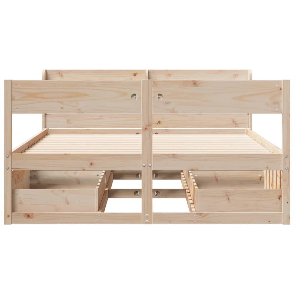 vidaXL Bed Frame without Mattress 150x200 cm King Size Solid Wood Pine