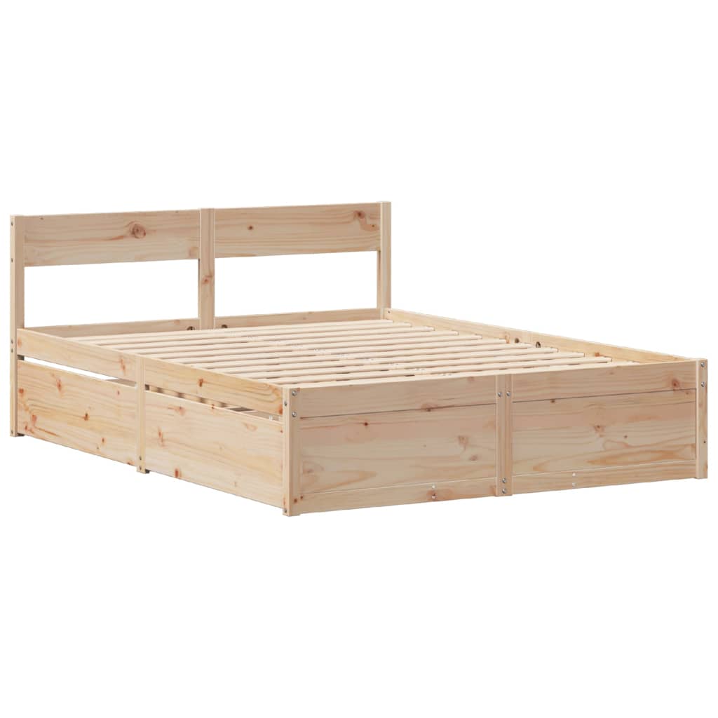 vidaXL Bed Frame without Mattress 150x200 cm King Size Solid Wood Pine