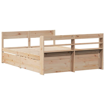 vidaXL Bed Frame without Mattress 150x200 cm King Size Solid Wood Pine