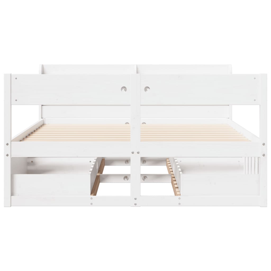 vidaXL Bed Frame without Mattress White 150x200 cm King Size Solid Wood Pine