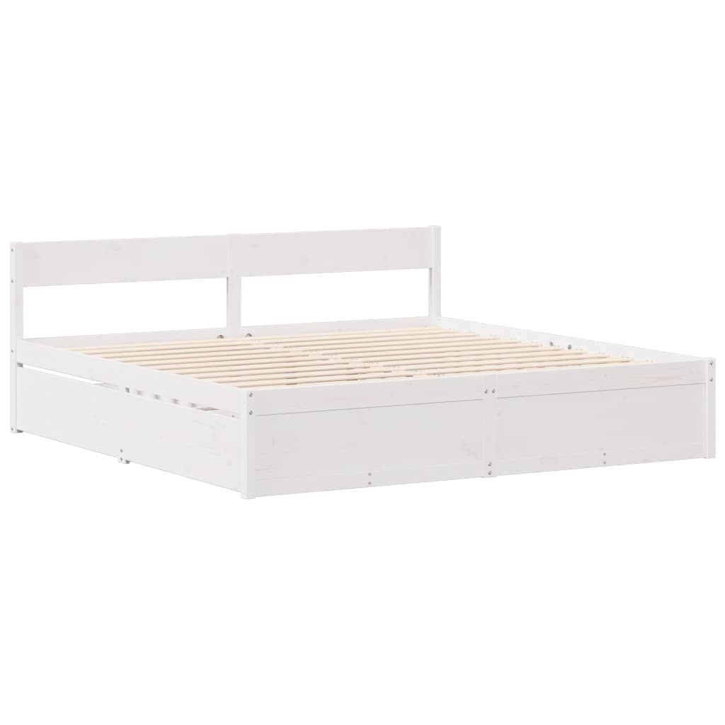 vidaXL Bed Frame without Mattress White 150x200 cm King Size Solid Wood Pine