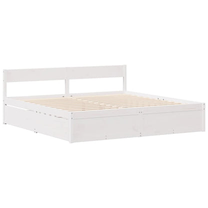 vidaXL Bed Frame without Mattress White 150x200 cm King Size Solid Wood Pine
