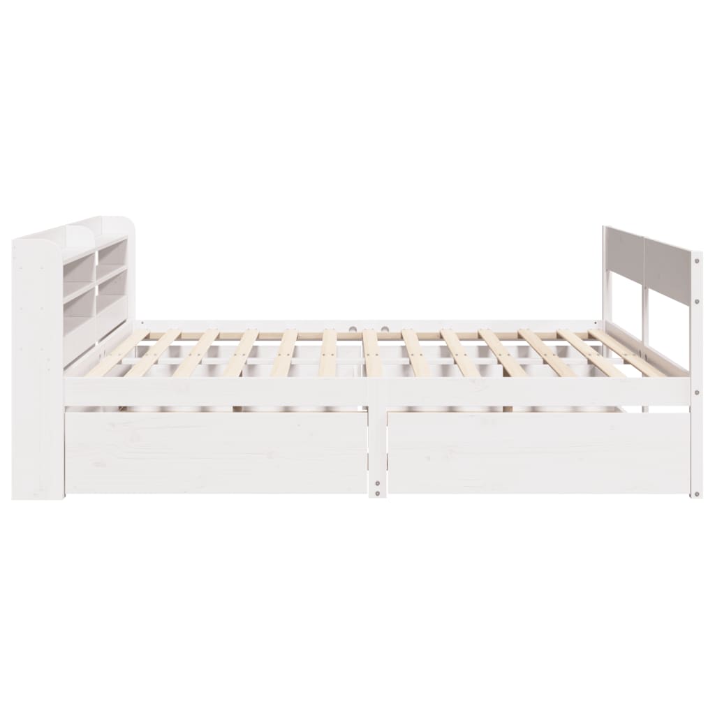 vidaXL Bed Frame without Mattress White 150x200 cm King Size Solid Wood Pine