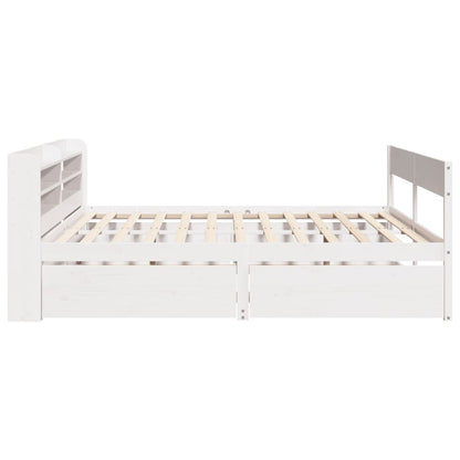 vidaXL Bed Frame without Mattress White 150x200 cm King Size Solid Wood Pine