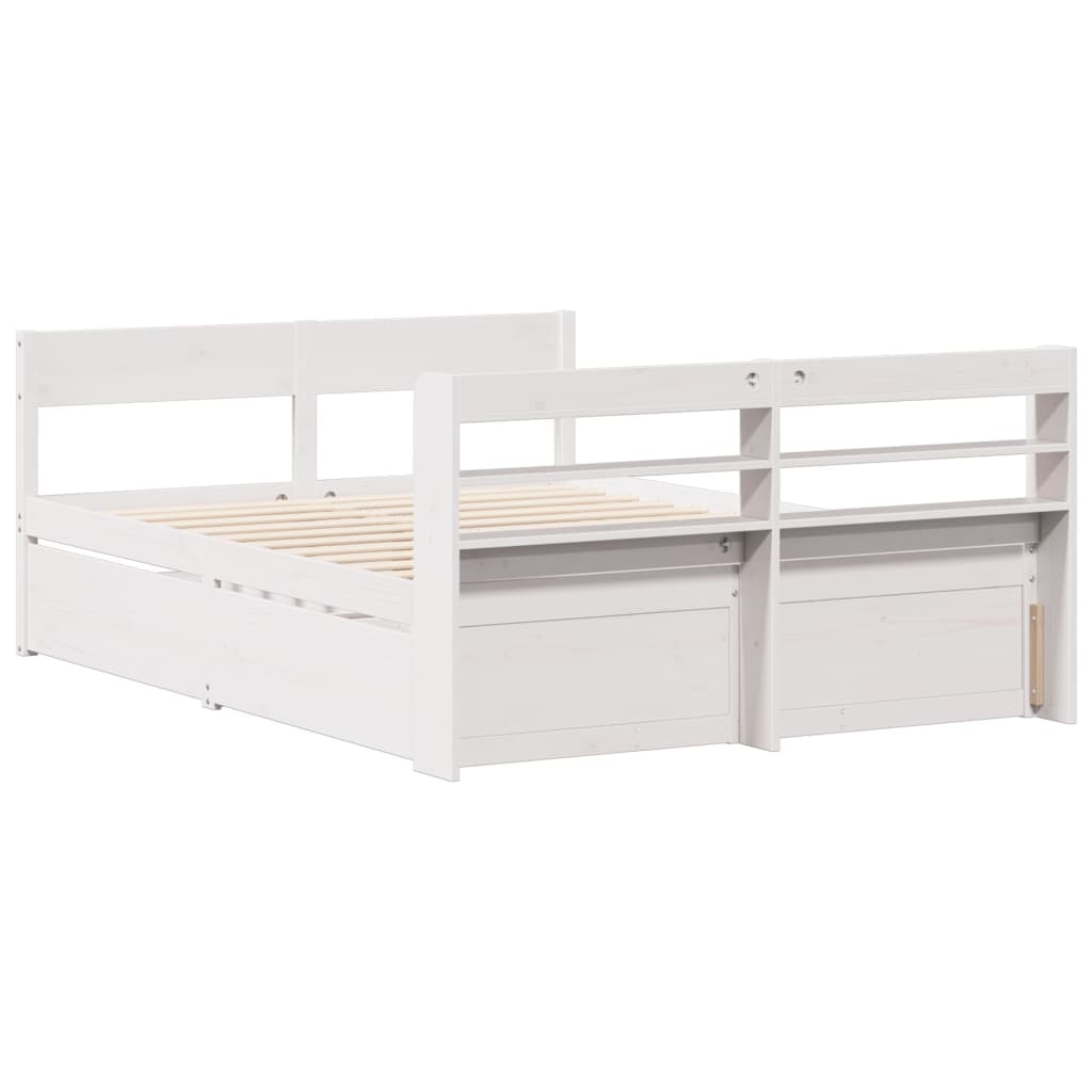 vidaXL Bed Frame without Mattress White 150x200 cm King Size Solid Wood Pine