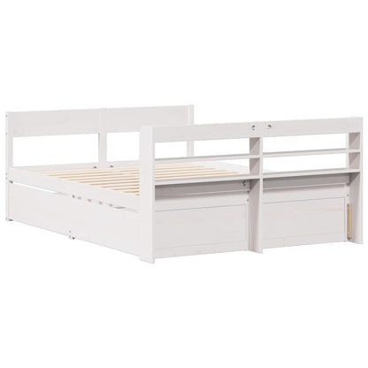 vidaXL Bed Frame without Mattress White 150x200 cm King Size Solid Wood Pine