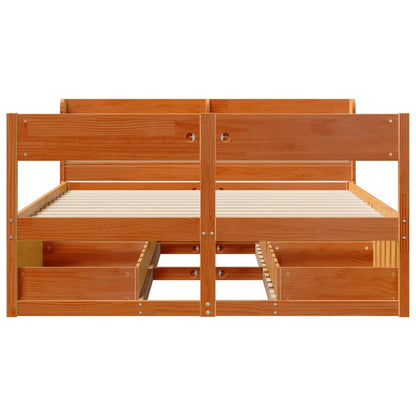 vidaXL Bed Frame without Mattress Wax Brown 150x200 cm King Size Solid Wood Pine