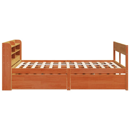 vidaXL Bed Frame without Mattress Wax Brown 150x200 cm King Size Solid Wood Pine