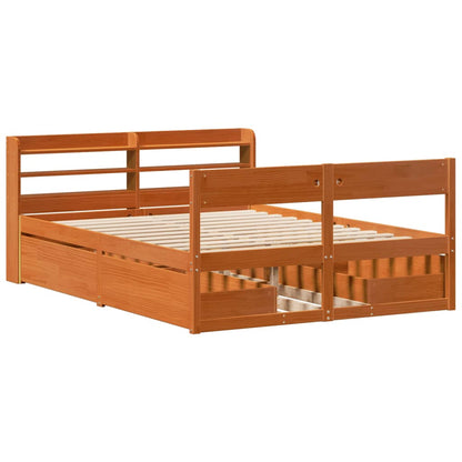 vidaXL Bed Frame without Mattress Wax Brown 140x200 cm Solid Wood Pine