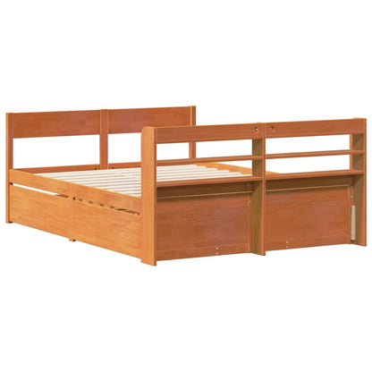 vidaXL Bed Frame without Mattress Wax Brown 140x200 cm Solid Wood Pine