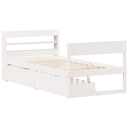 vidaXL Bed Frame without Mattress White 100x200 cm Solid Wood Pine