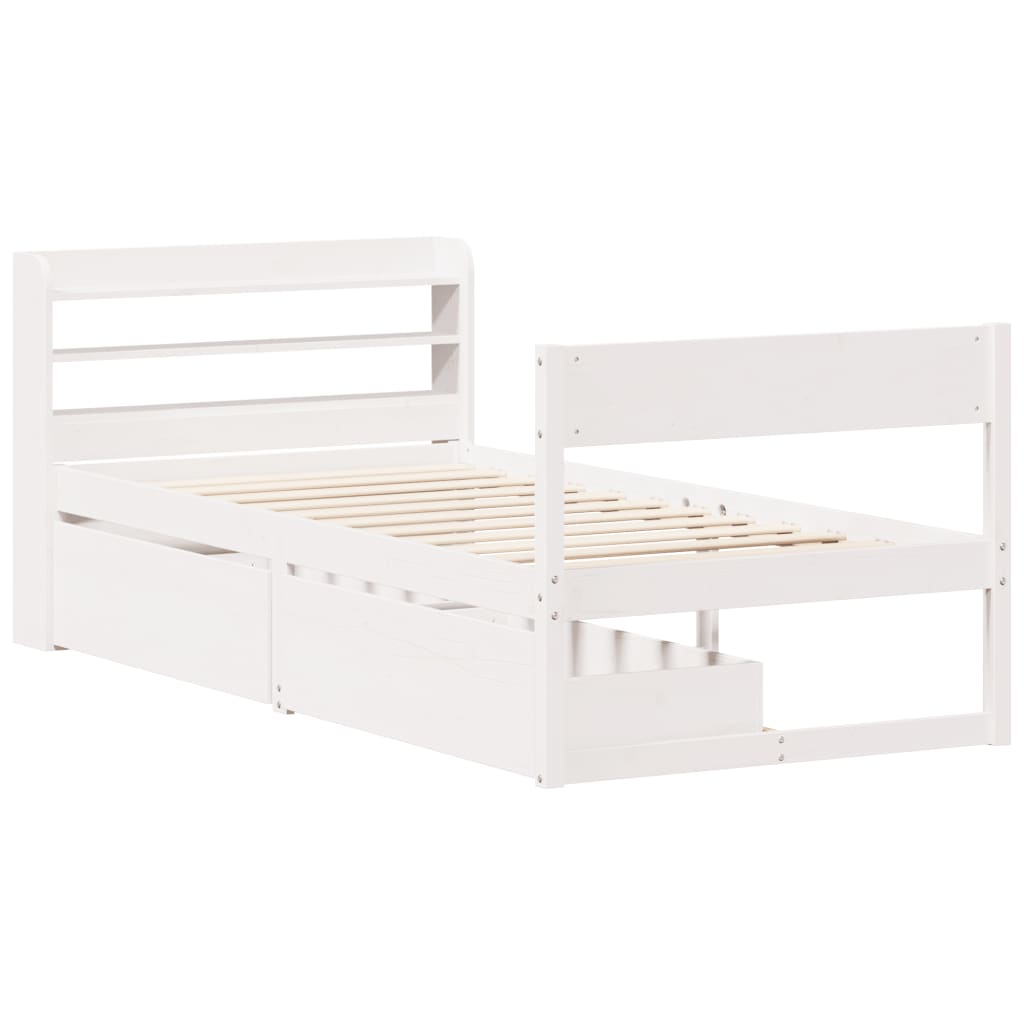 vidaXL Bed Frame without Mattress White 90x200 cm Solid Wood Pine